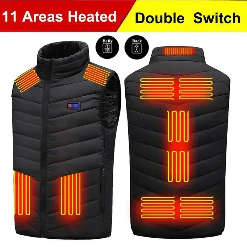 21/13/9Areas Self Heating Vest Jacket Heated Winter Men Womens Heated Jacket Tactical Heating Vest Body Warmer Coat with  Gloves