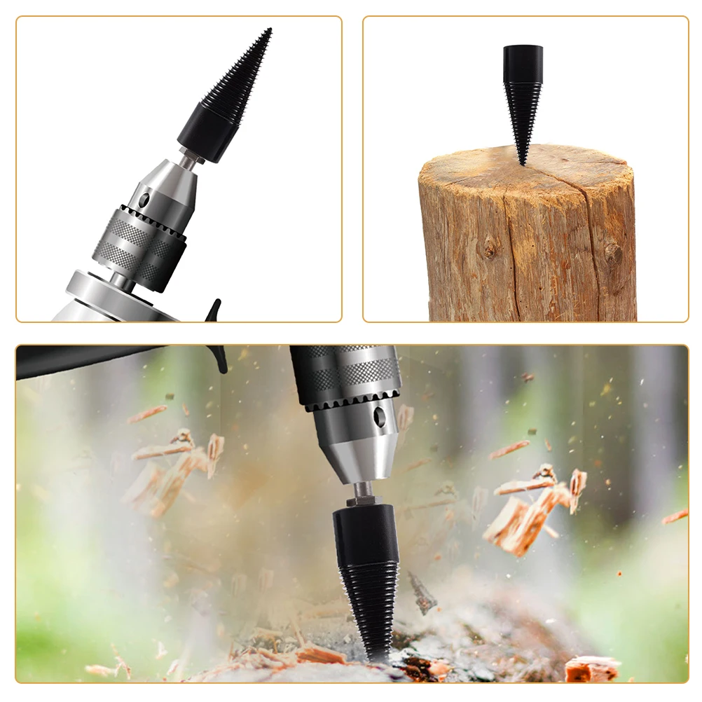 

5 pcs High carbon Steel Wood Splitter Drill Bit Set Durable Electric Hammer Firewood Splitting Tools Log Drilling Parts