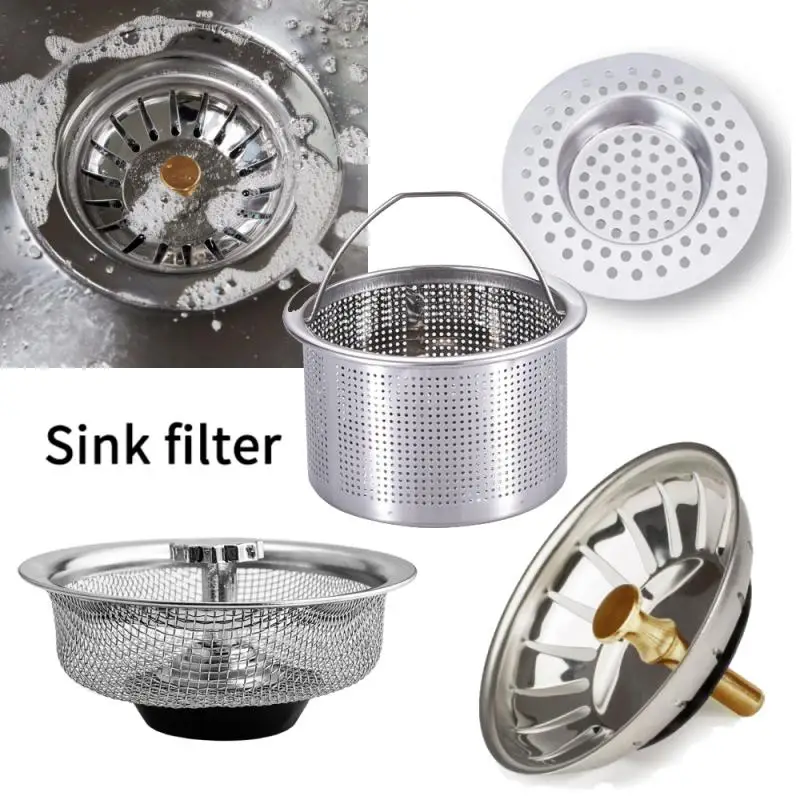 Colador de alcantarillado para fregadero de cocina, tapón de drenaje de acero inoxidable, tapón de residuos, filtro antiobstrucción, accesorios de cocina