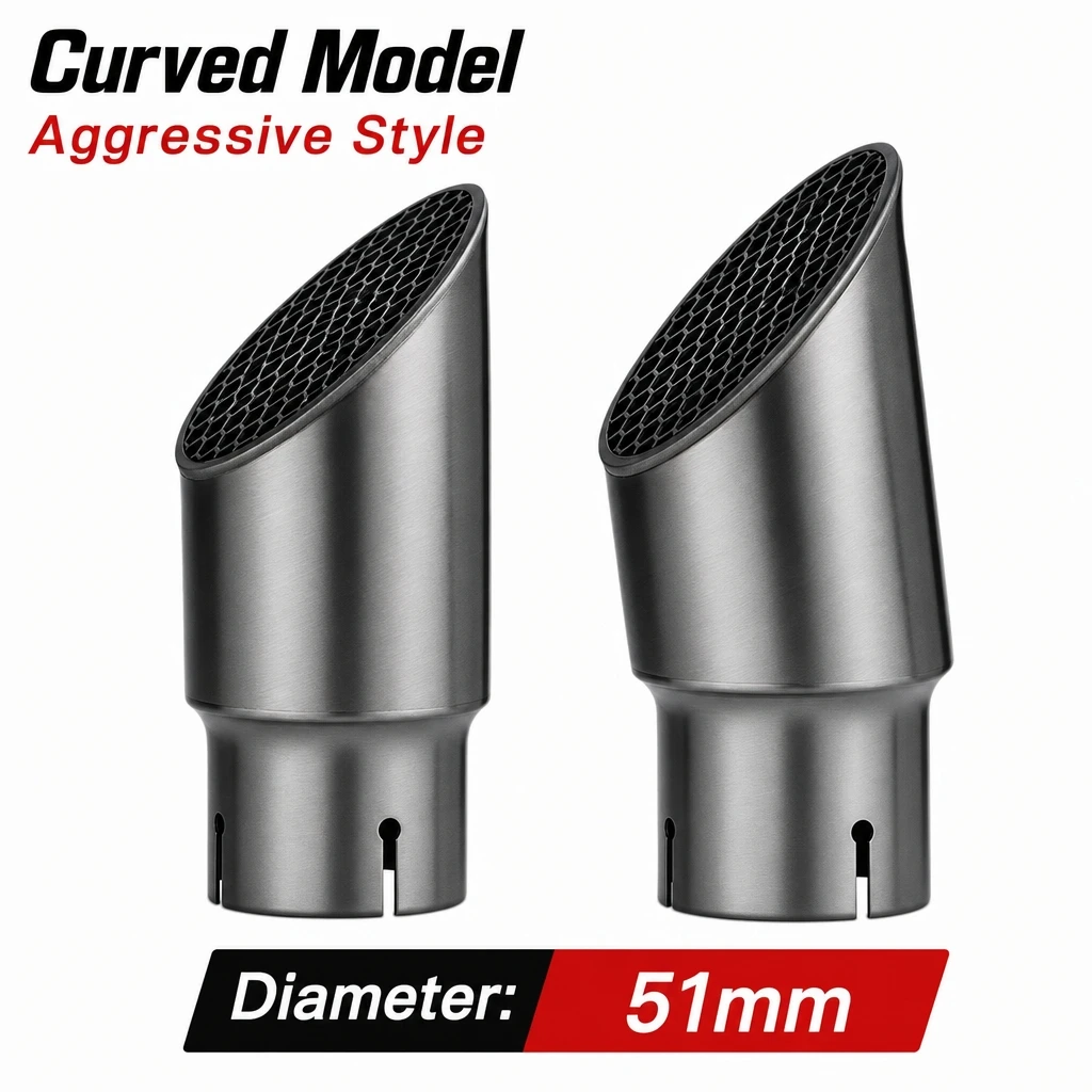 51mm Inlet Motorcycle Exhaust End Tip With Hidden Mesh Straight Bend Optional Modified Accessory Fit For Triumph Scrambler 400X