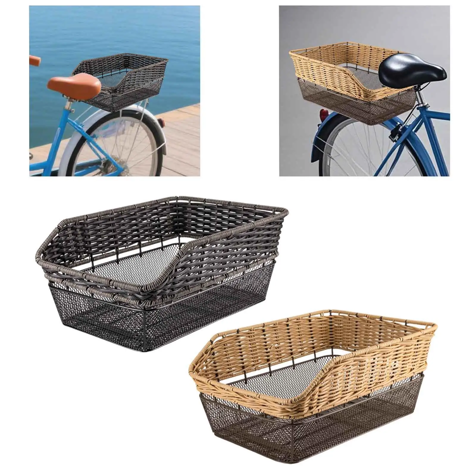 

Bicycle Basket Storage Box with Elastic Net Universal Bike Basket Tail Bag for