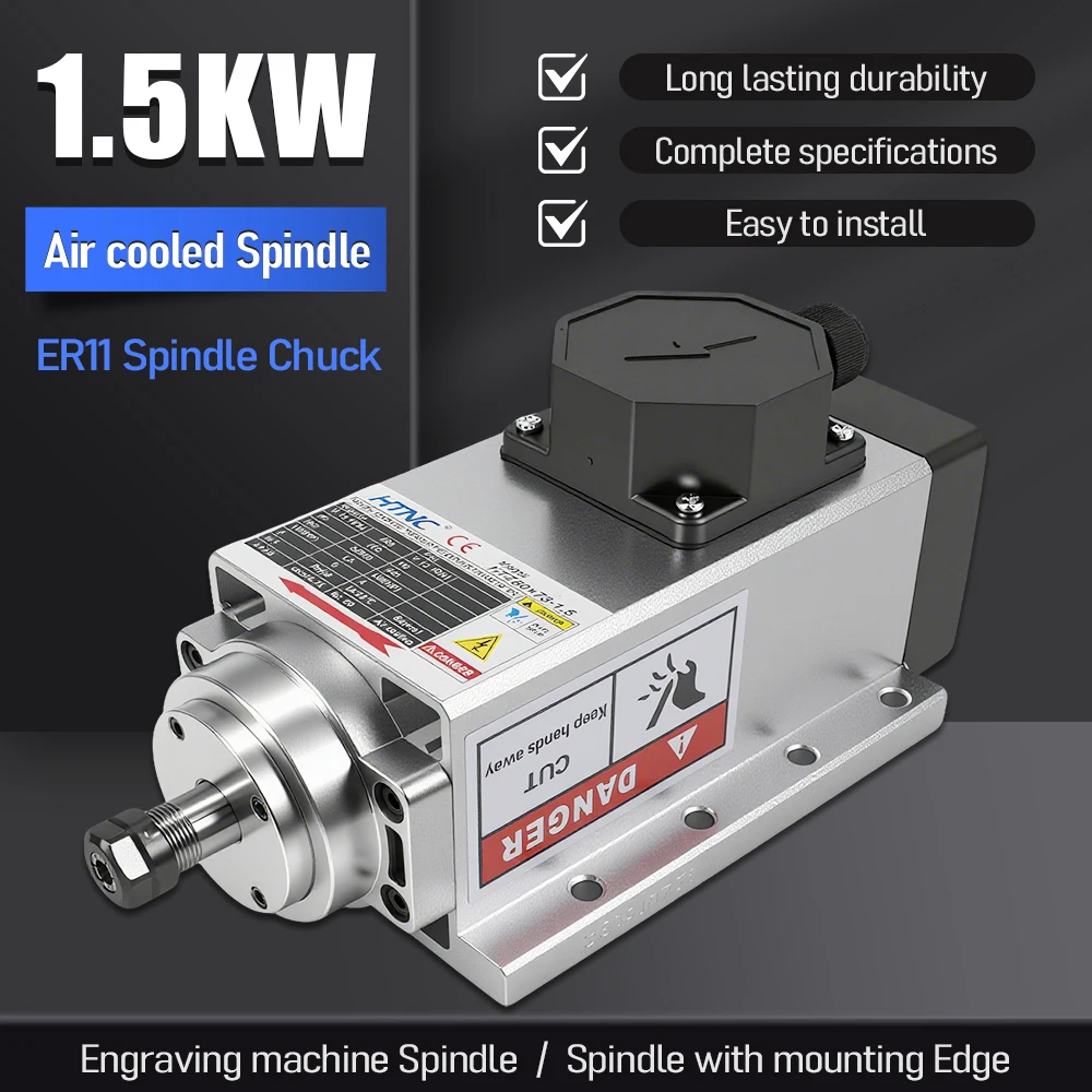 

2026 New 1500w Spindle Motor For wood aluminium soft metal High Speed 400hz 24000rpm 1.5kw ER11 ER16 0.6Nm For Milling