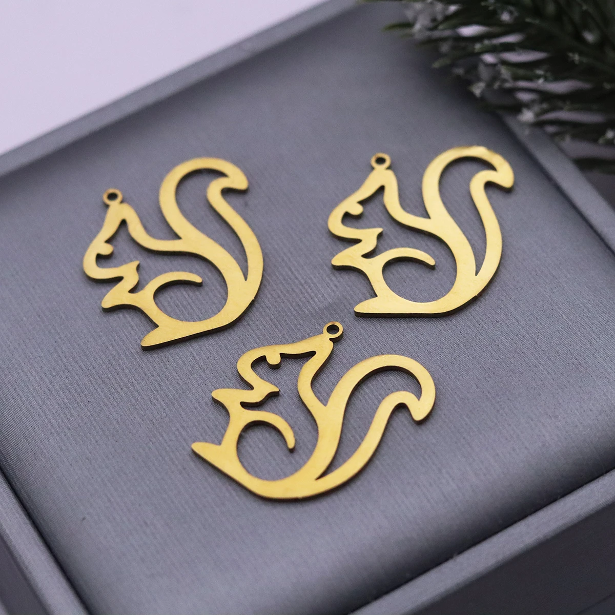 3pcs Animal Cute Squirrel Stainless Steel Pendant Charms for Jewelry Making Bracelets Earrings Women Craft diy Accessories Gifts