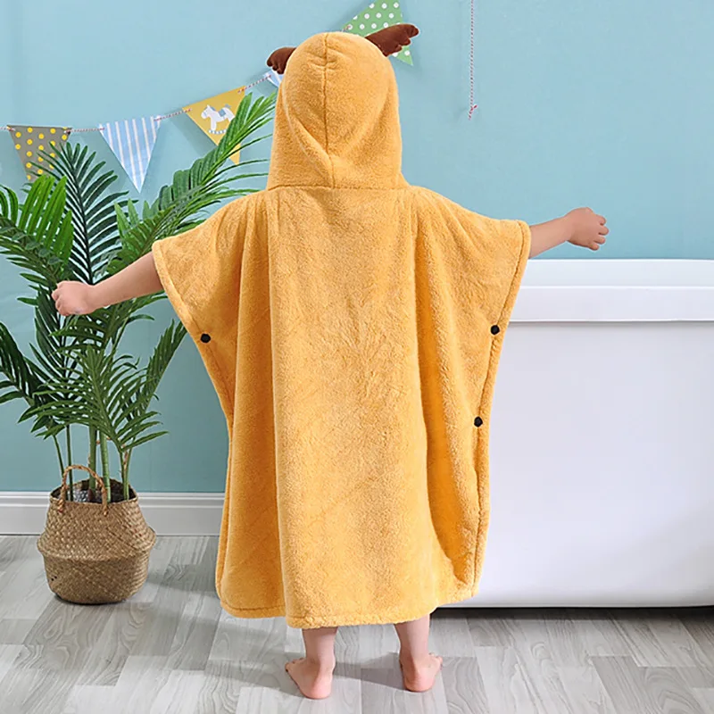 70x140CM Cute Cartoon Hooded Soft Children's Bath Towel Four Seasons Newborn Bath Towel Coral Velvet Baby Absorbent Bath Towel