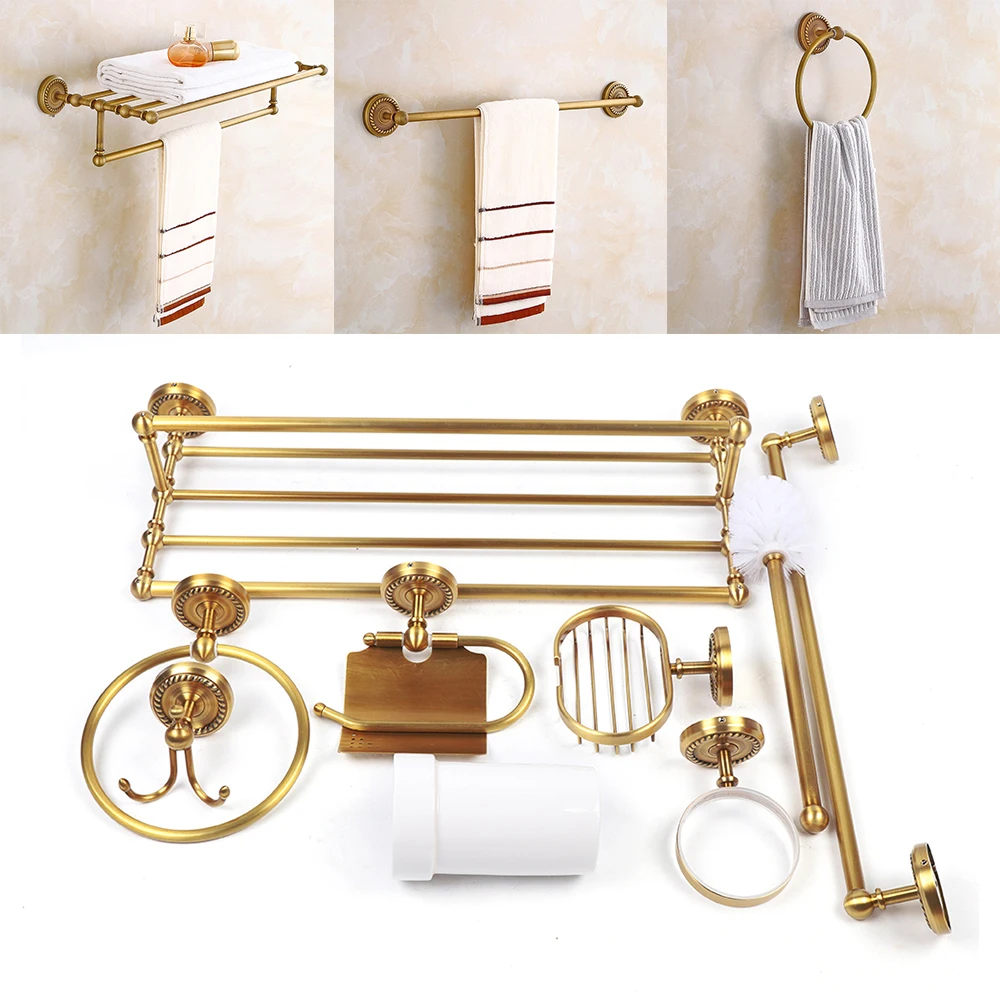 

Bathroom Wall Mount Pendant Set Toilet Hardware Pendant Towel Rack Combination Hanger Hook Paper/Brush Holder Shelf