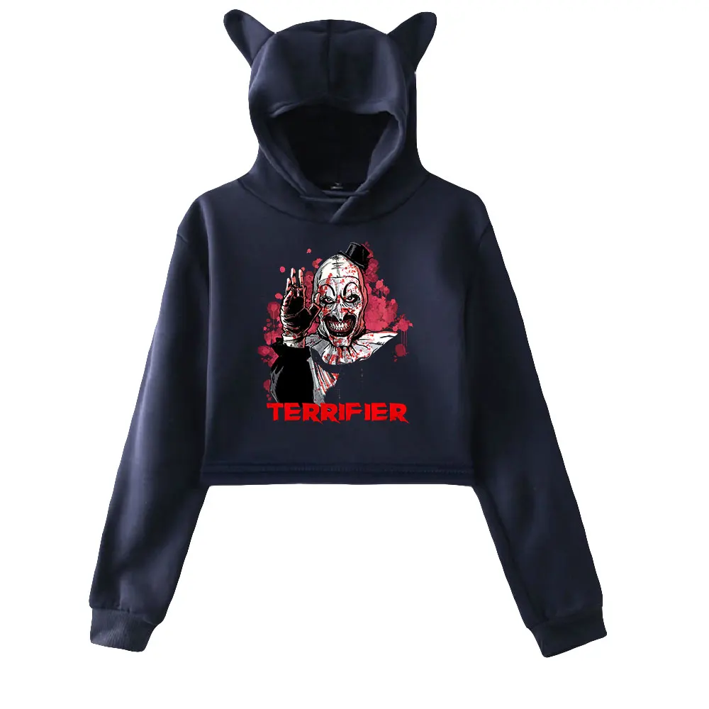 TERRIFIER 2 Merch Cat Cropped Hoodies Women/Girl Hooded Crop Tops Loose Sweatshirt TERRIFIER2 Hooded