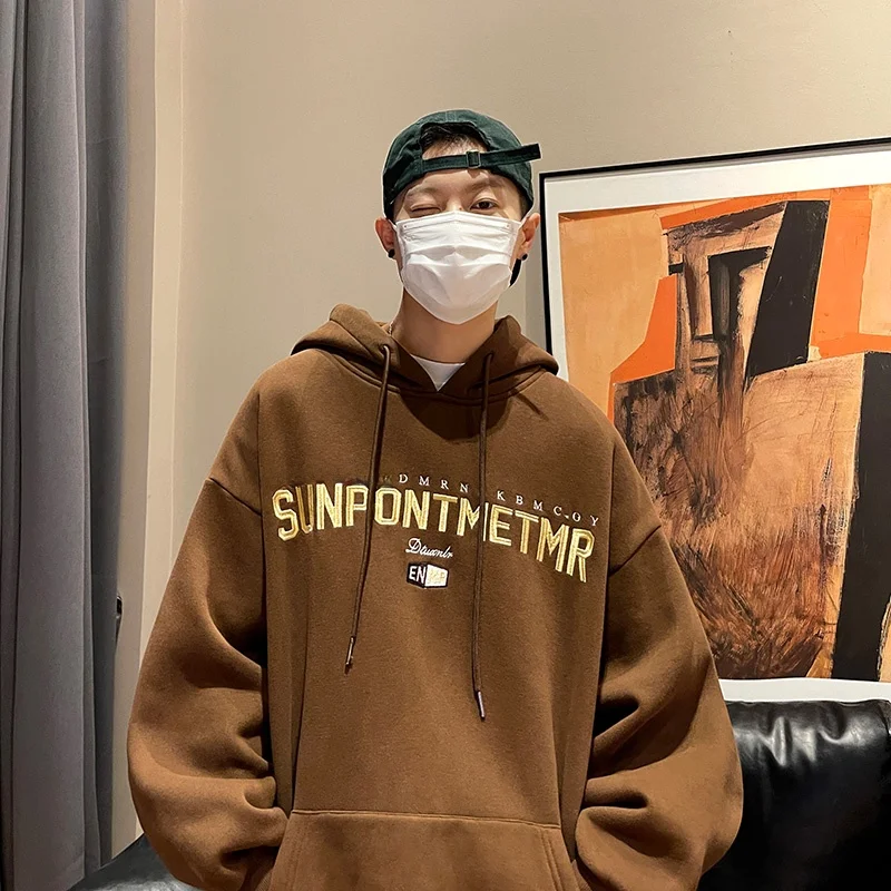 

Мужская толстовка в американском ретро-стиле с вышивкой, повседневная, осенняя, для подростков