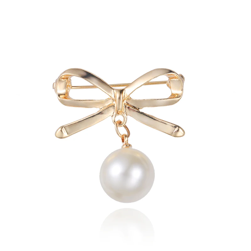 Baiduqiandu Simulated Pearl Drop Brooches Clothing Dress Bow Safety Pin