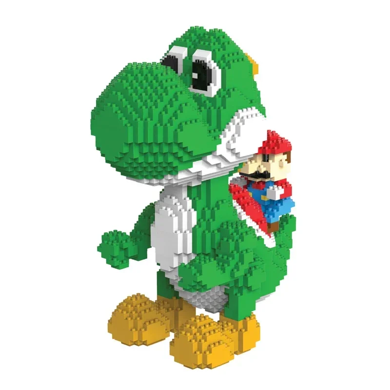 Funny Super Mario Micro Building Blocks Skeleton Mario Yoshi Luigi Bowser Bros Bricks DIY Assembly Figure Toys for Child Gift