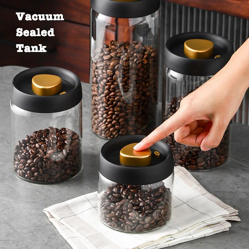 

Вакуумный герметичный контейнер для хранения кофейных зерен, стеклянная прозрачная банка для пищевых продуктов, влагонепроницаемая, воздухонепроницаемая емкость