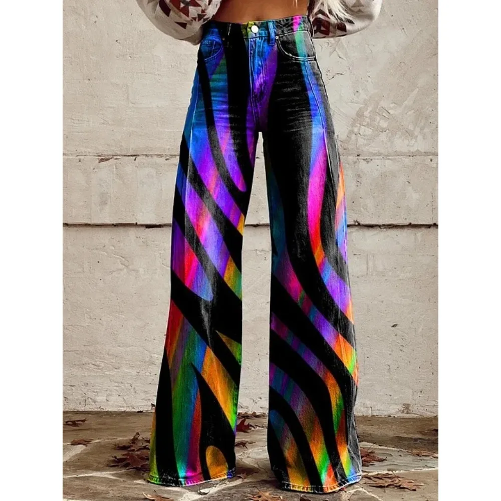 Vintage Leopardenmuster Weite Hose 100% Baumwolle Hohe Taille Locker Sitzende Lässige Palazzo-Hose Sommer Urlaub Streetwear Hose – Detail 8