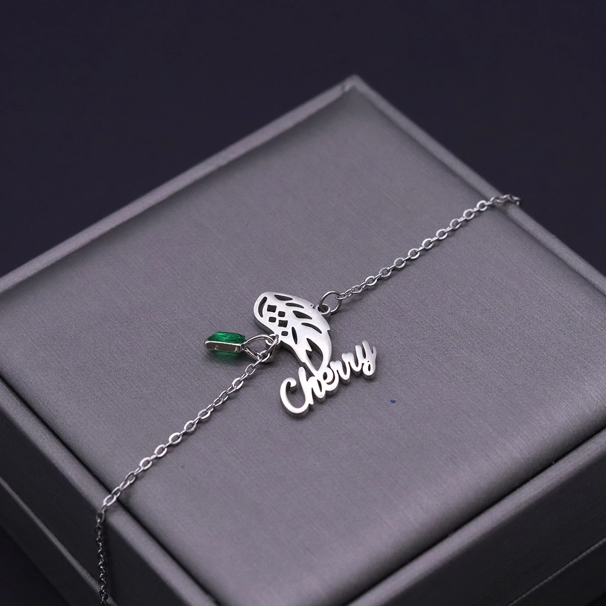 Chandler Custom Name Angel Wings Charm Bracelet, Vintage Silver Plated Personalized Fashion Jewelry