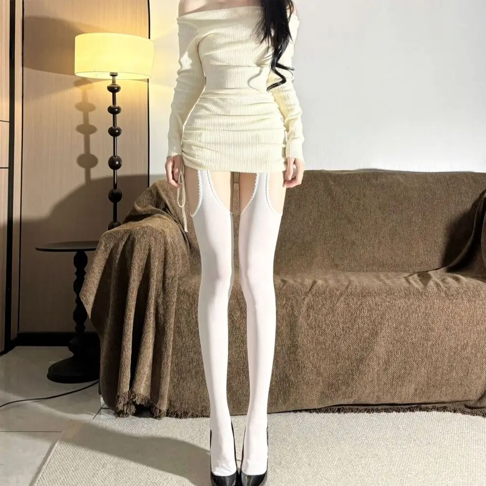 

JK Wide-banded Sexy Stockings Hollow Lace Garter Pantyhose Velvet Lolita Tights Women