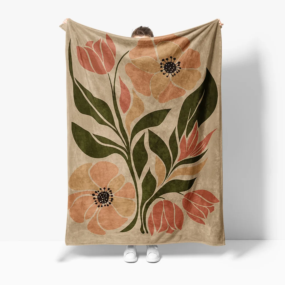 

Винтажное одеяло с цветочным принтом, мягкий флисовый чехол для кровати, дивана, декоративное одеяло, осенний чехол для подушки с цветочным принтом