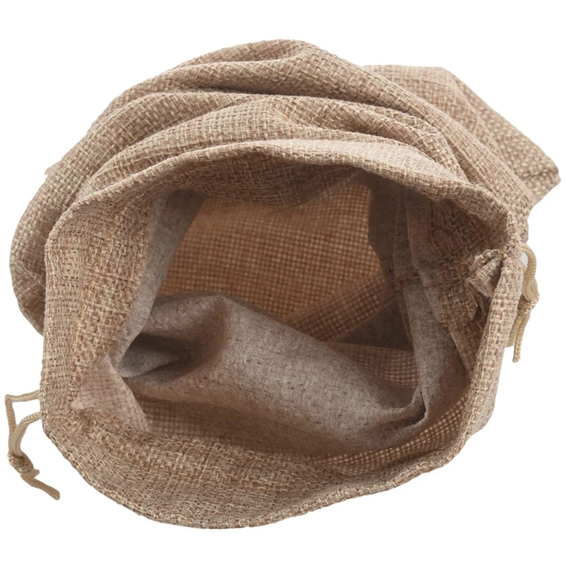 50Pcs Jute Wine Bags, 14 X 6 1/4 Inches Hessian Wine Bottle Gift Bags With Drawstring