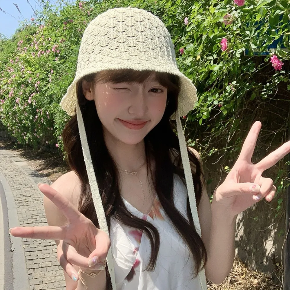 

Trendy Summer Weaving Cap New Visor Bucket Hat Hollow Vacation Fisherman Cap Travel