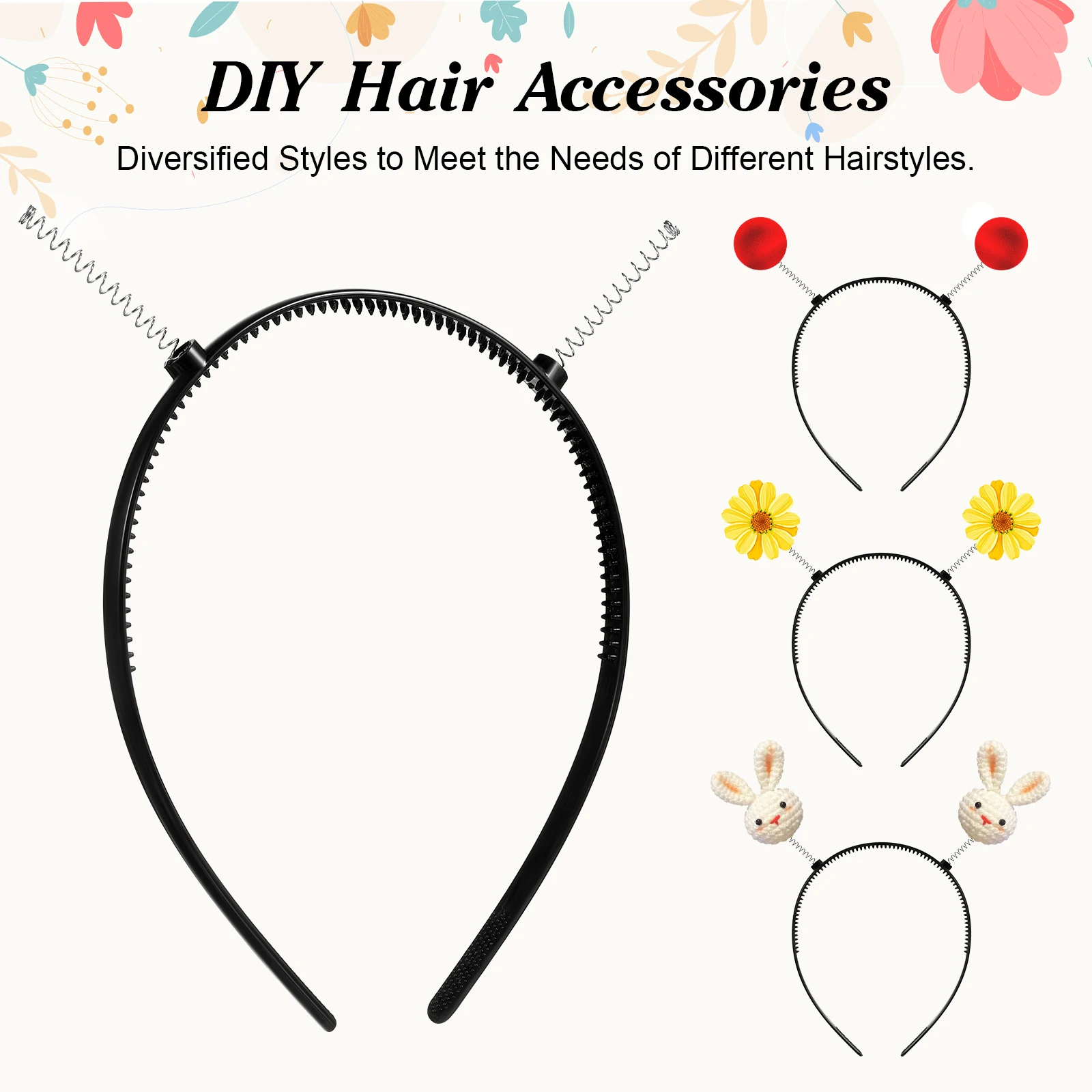 6Pcs Plastic Headbands with Teeth for Women DIY Headband Kit Non-Slip Spa and Workout Use Hair Comb Headband Plastic Headbands