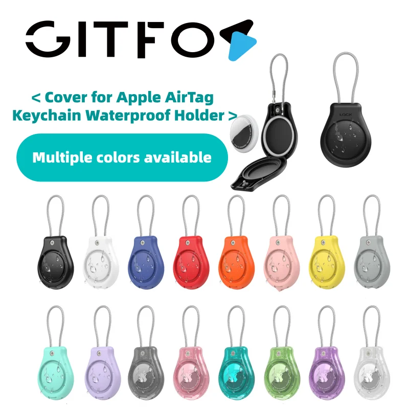 GITFOS Waterproof AirTag Case For Apple Airtags Keychain Holder with Steel Wire Line Anti-Lost Cover for Luggage Backpack Keys