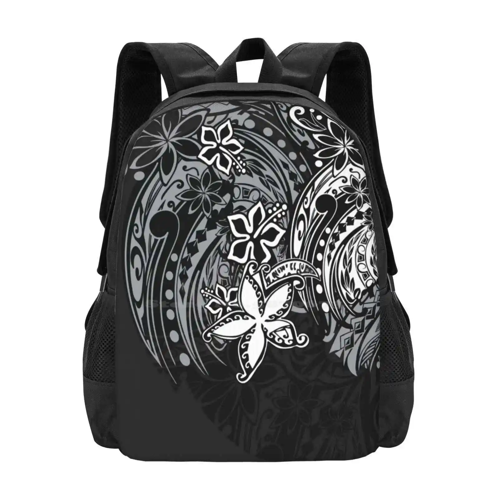 Hawaiian Dark Slate Tribal Hot Sale Schoolbag Backpack Fashion Bags Hawaiian Polynesian Tattoos Polynesian Tapa Tropical