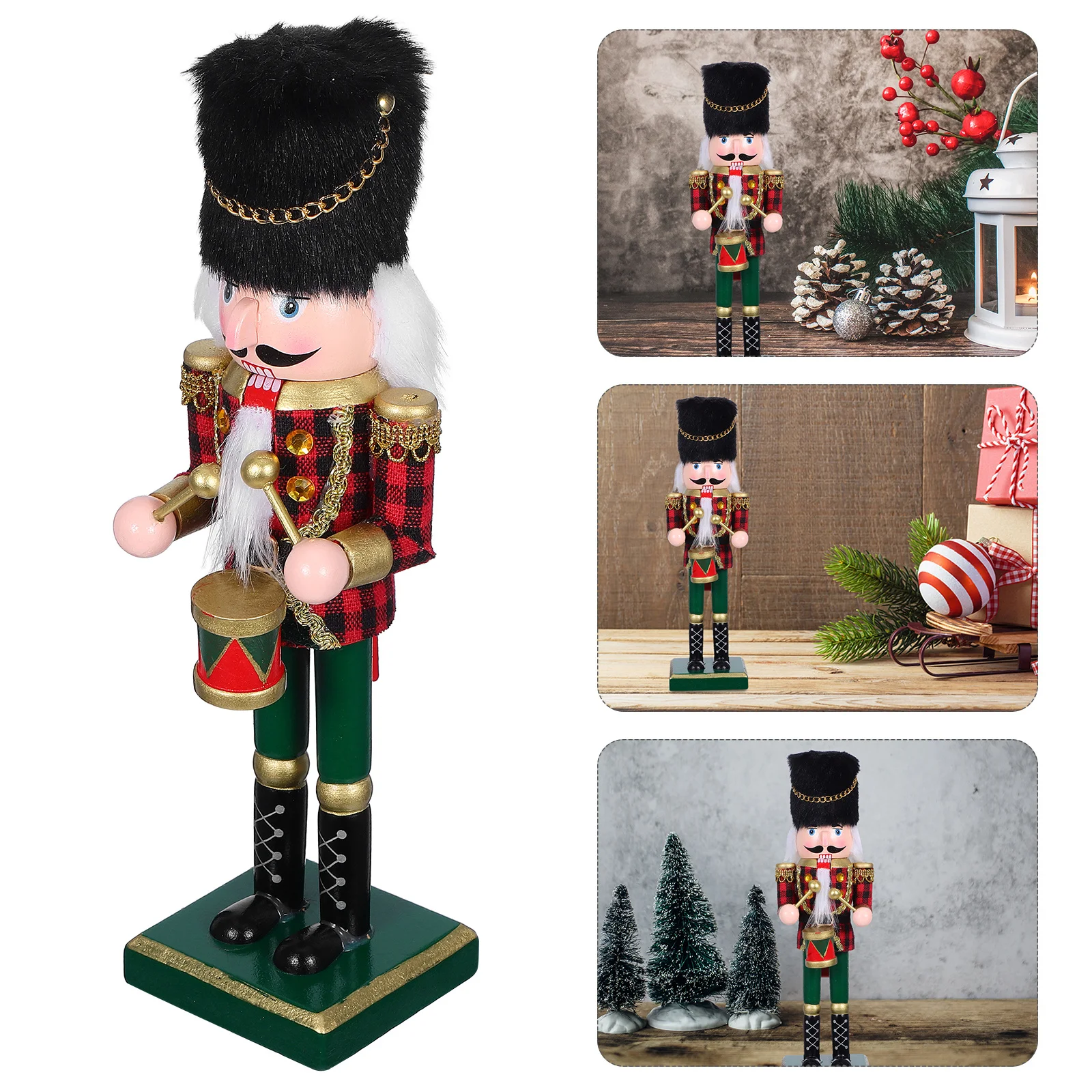 

Festive Wooden Nutcracker Soldier Classic Christmas Decoration Sturdy Wood Base Vibrant Colors Ideal for Shelves Mantels Tables