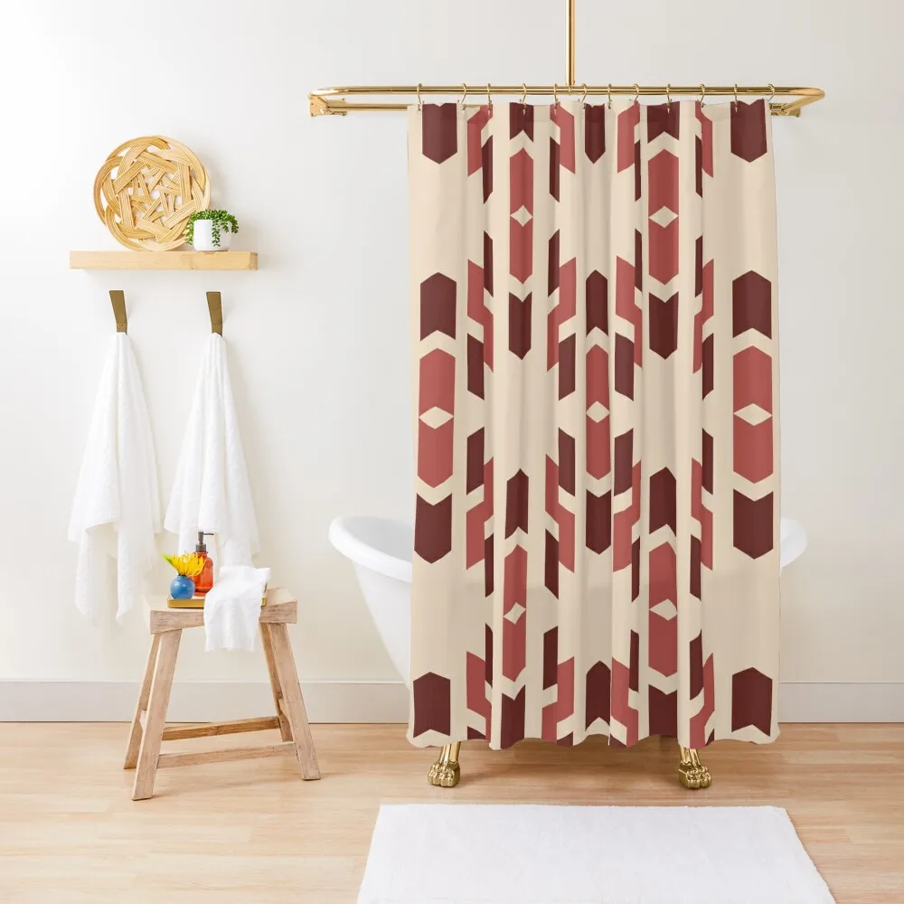 

Minimal geometric pattern of beige and red shapes Shower Curtain Waterproof Bathroom Shower For Shower Curtain