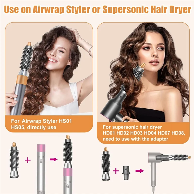 【24H-SALE!】لدايسون الأسرع من الصوت HD01 HD02 HD03 HD04 HD08 متوافق مع 20 مم محول فرشاة تكثيف مستديرة صغيرة مرفق مجفف الشعر