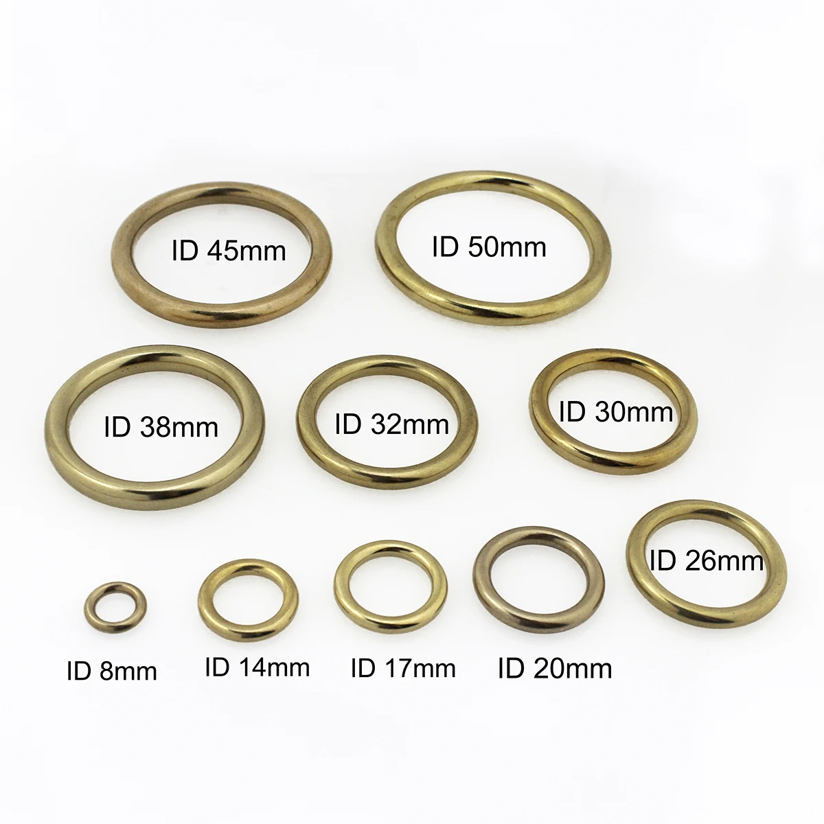 5pcs Round Buckle Solid Brass Cast O-Ring Seamless For Webbing Leather Craft bag strap belt pet collar High Quality