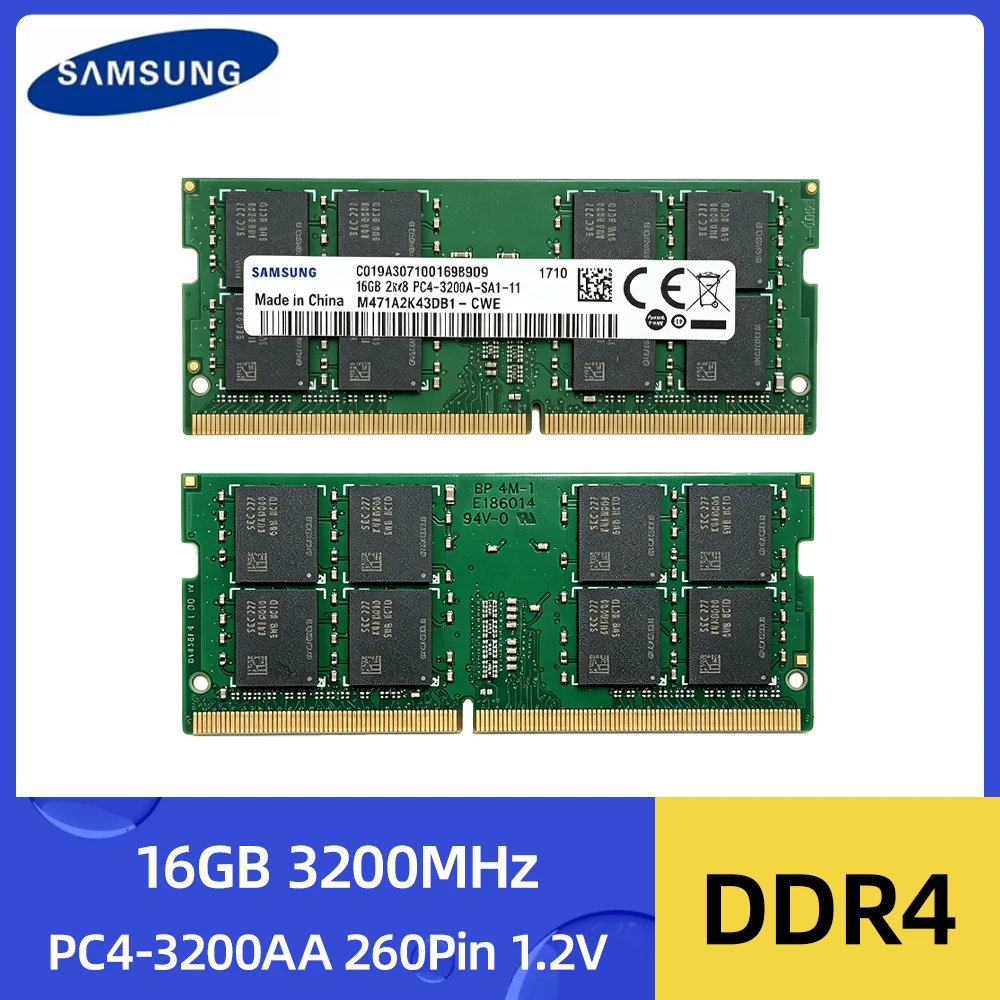 SAMSUNG DDR4 16GB 3200MHz 3200AA Laptop Ram Non-ECC PC4-25600 SODIMM Notebook Memory For Intel&AMD 1.2V 260-Pin M471A2K43DB1-CWE