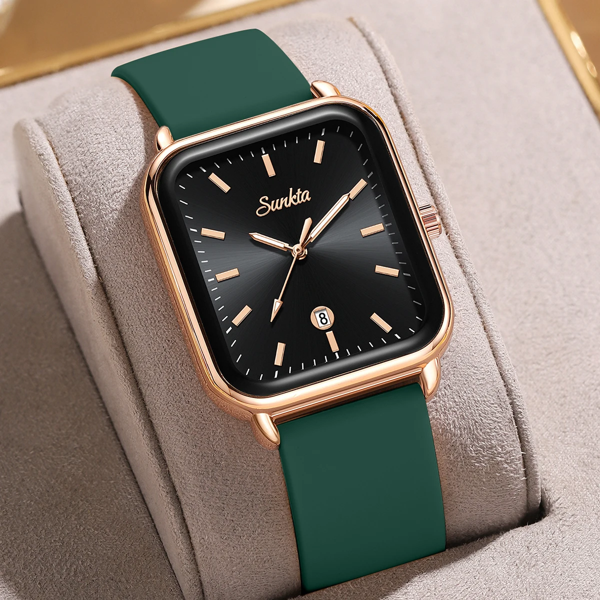 SUNKTA New Ladies Watch Square Women's Wristwatch Quartz Calendar Elegant Casual Fashion Retro Watch Women Relogio Feminino+BOX