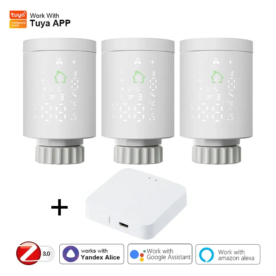 Tuya Zigbee 3.0 TRV Thermostat Smart Radiator Actuator Valve Thermal Head Programmable Temperature Controller Alexa Google Home