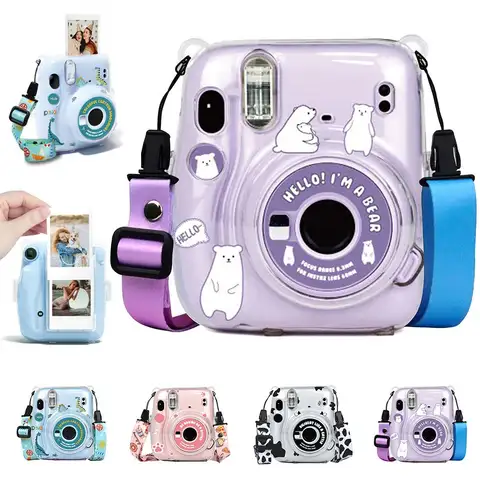 Odporna na wstrząsy przezroczysta naklejka torba na zdjęcia pokrowiec na aparat obudowa ochronna futerał do przechowywania dla Fujifilm Instax Mini 11