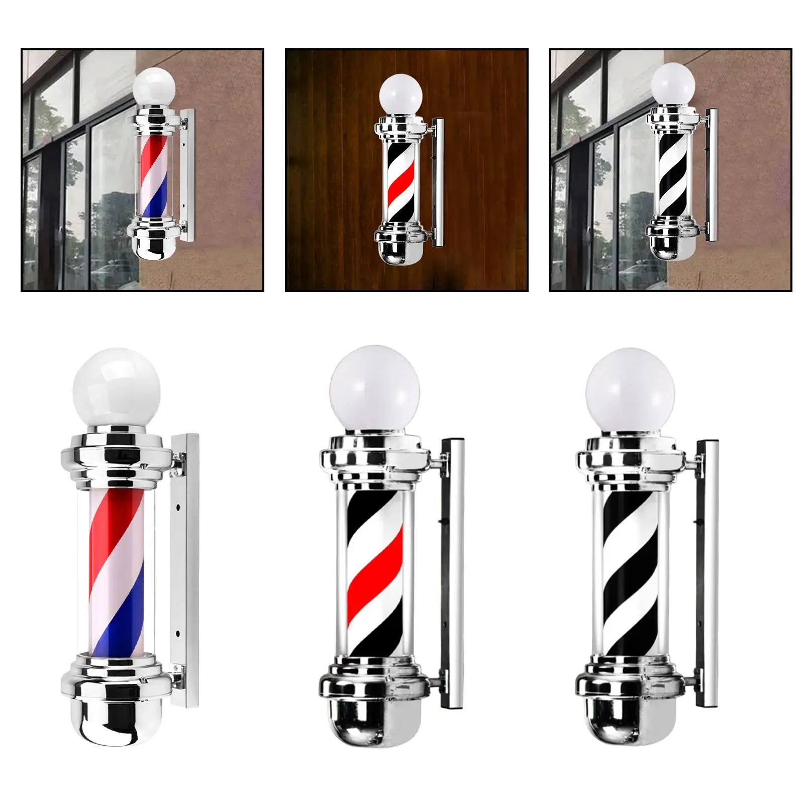 23.6 inch Barber Pole Light Easy Installation Sturdy Rotating Stripes Light Salon Sign for Indoor Hair Salon Outdoor Barbershop image 3