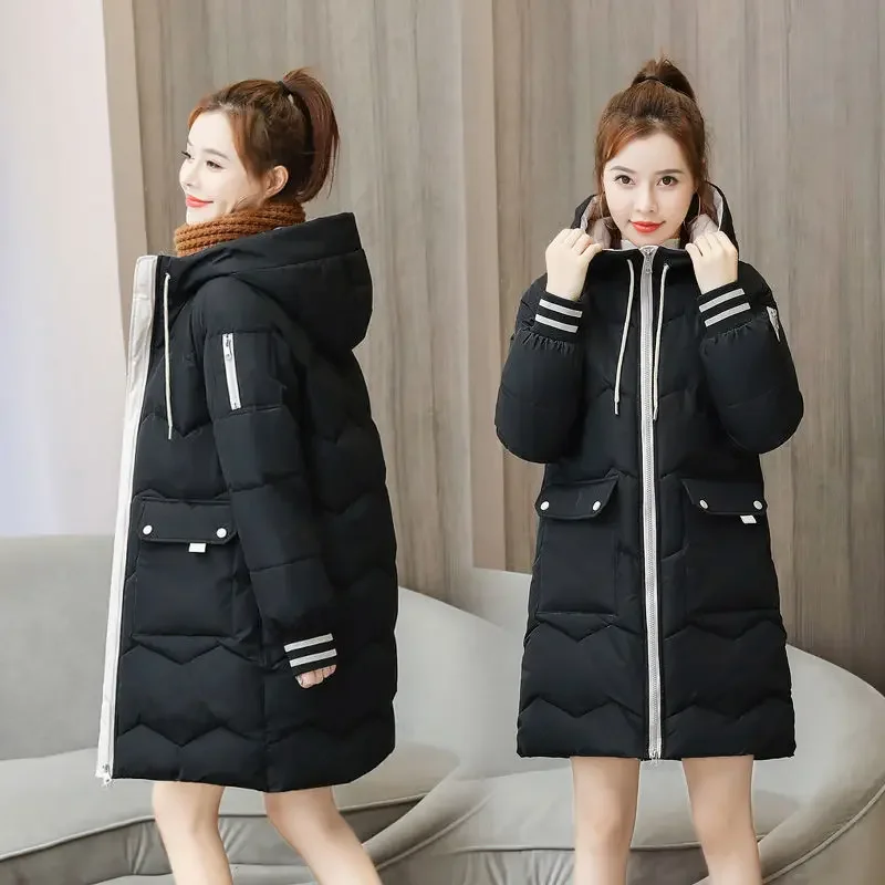 High Quality Winter Jacket Women Parker Thick Down Cotton Jacket Large Size Mid-Long Hooded Outerwear Women Warm Winter Coat