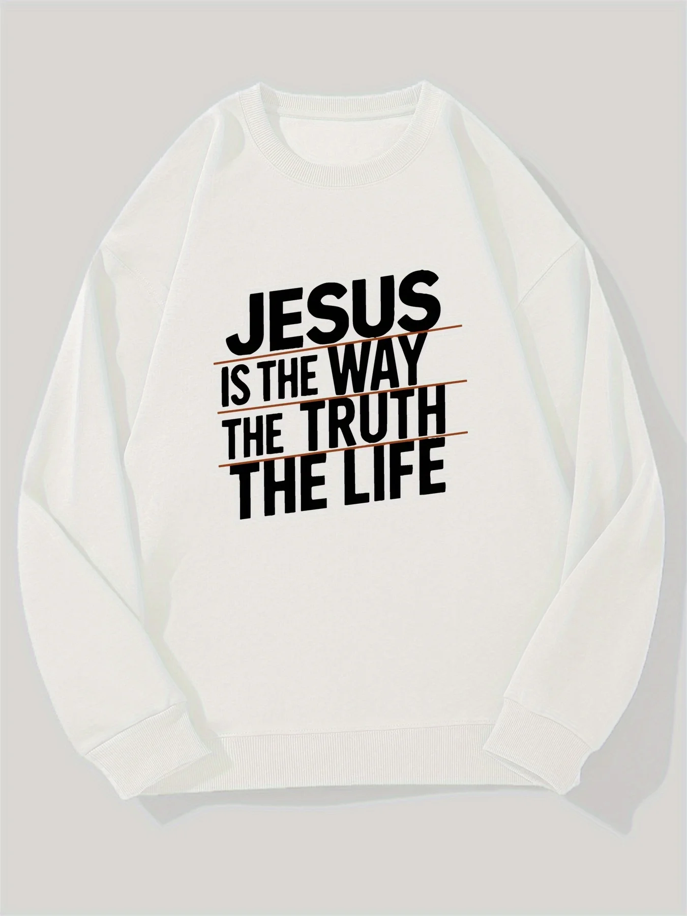 

Мужская христианская толстовка «Иисус — это путь» The Truth The Life — темно-синий повседневный пуловер большого размера с круглым вырезом
