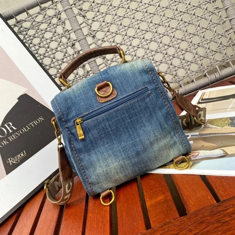 Luxury Female Bagpack Shoulder Bag Womens New Design Sense Niche Backpack Fashion Denim Back Pack Dual-use Female Mochila