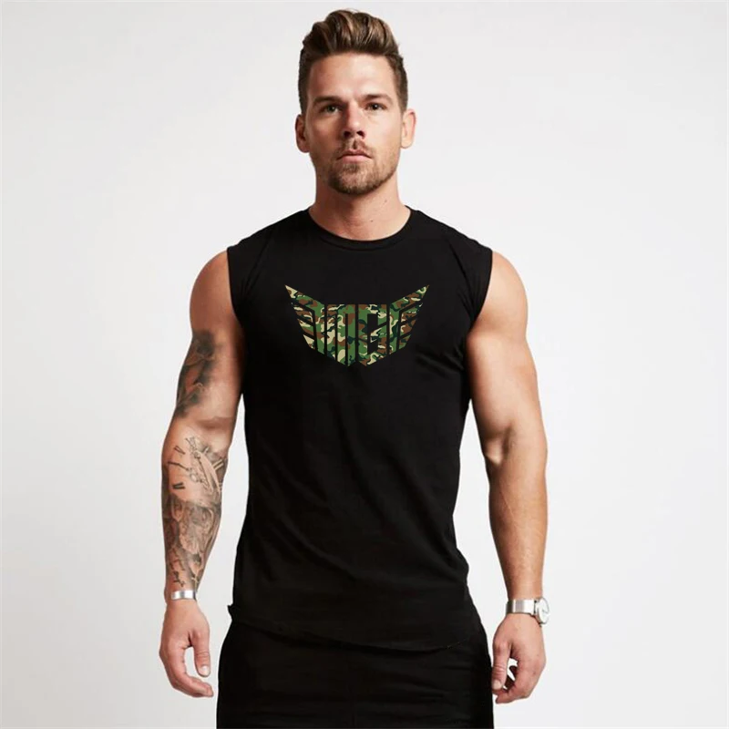 

Brand Gym Fitness Sleeveless Cotton Casual Fashion Hip Hop Tank Tops Men's Bodybuilding Muscle Summer Breathable Cotton T-Shirt