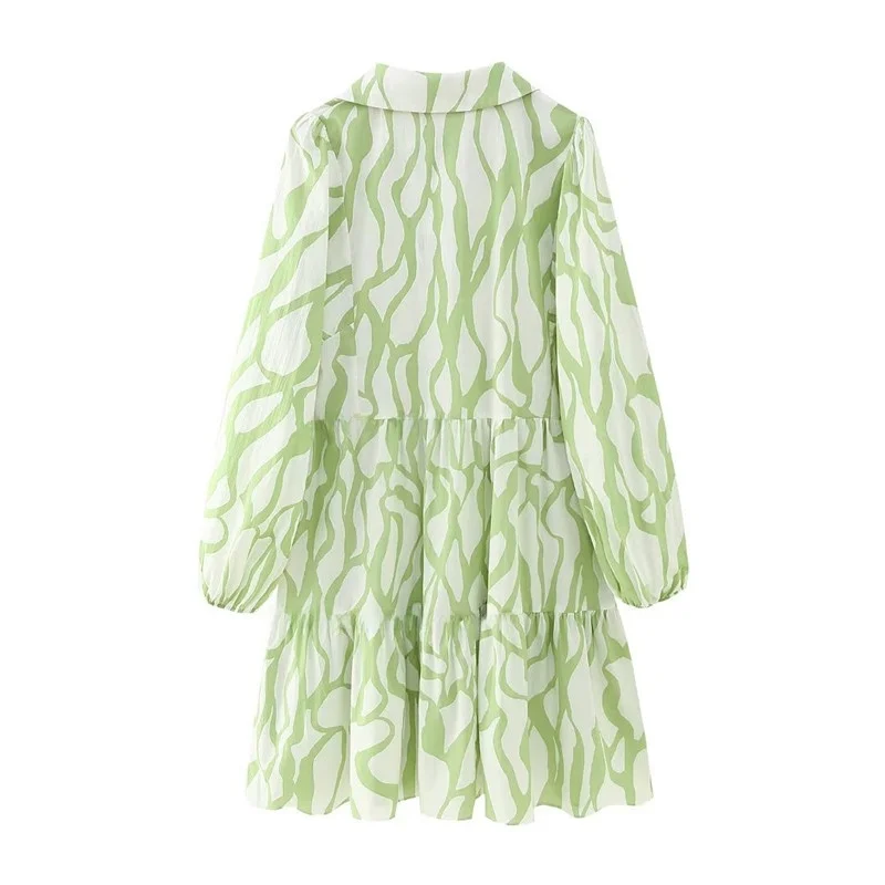 Spring Faion Floral Print Cotton ort Dr Women's Clothing Sli Trendy A-Line Skirt Long Sve  Collar Dr