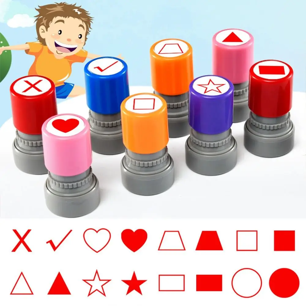 Pocket Multi Pattern Math Geometry Stamp DIY Triangle Teacher Use Stamp Self Inking Trapezium Mini Drawing Stamp School