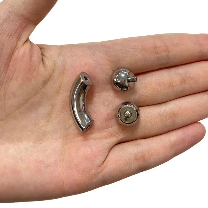 1Pcs Curved Genital Barbell Nose Ring Large size  Threaded With Balls Earring Lip Stud Eyebrow Labret Body Piercing Jewelry
