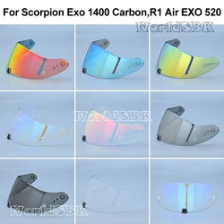 Helmets Visor For Scorpion Exo 1400 Carbon, R1 & EXO 520 Motorcycle Helmet Lens Visor Plating Uv Protection Lens Faceshield