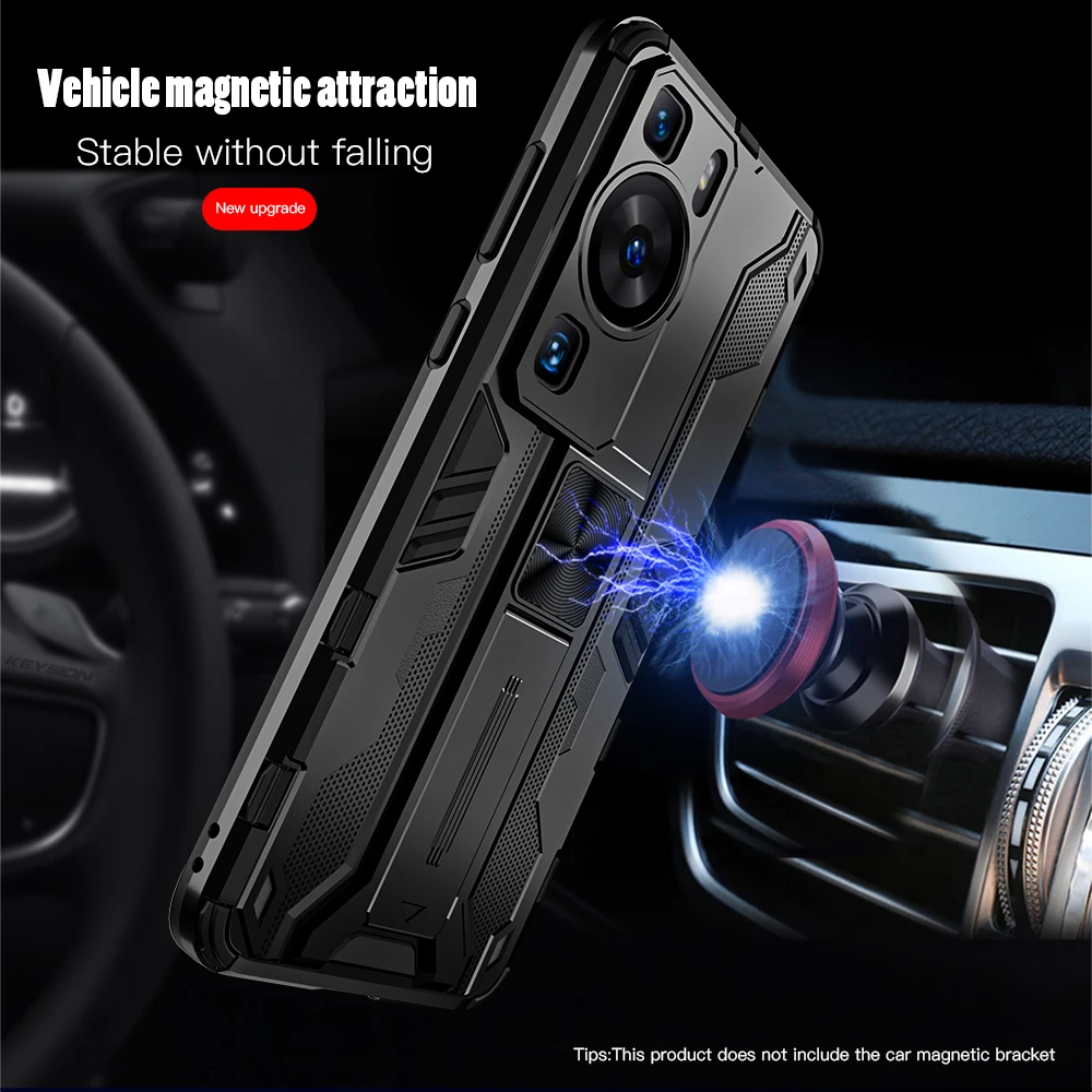 KEYSION Shockproof Armor Case for Huawei P60 Pro P50 P40 P30 Pro Silicone+PC Kickstand Phone Back Cover for Huawei Nova 10 Pro