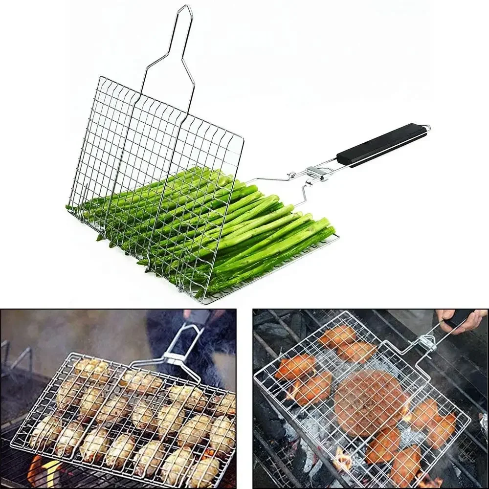 

Stainless Steel BBQ Mesh Non Stick Grilling Basket Grill Mesh Mat Meat Vegetable Steak Picnic Party Barbecue Tool