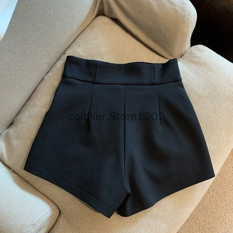 Y2k Streetwear schwarze Shorts Frauen elegante hohe Taille weiße Shorts eine Linie weites Bein Hosen sexy Club schlanke heiße kurze Hosen neu