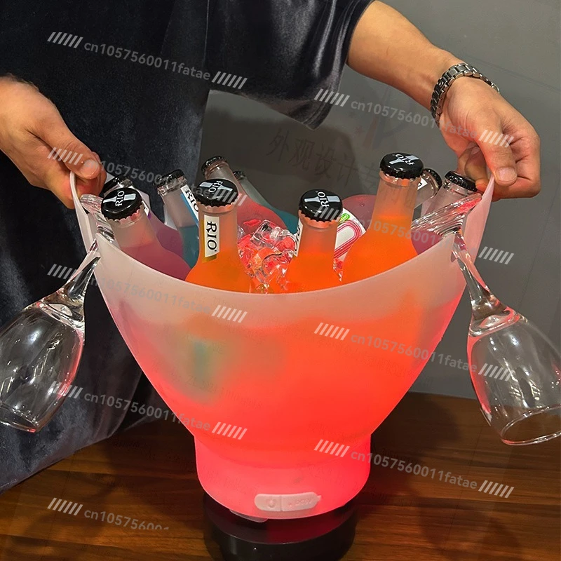 

7 Liters Large Capacity Luminous Bluetooth Ice Bucket Subwoofer Small Speaker LED Light Camping Wine Bucket