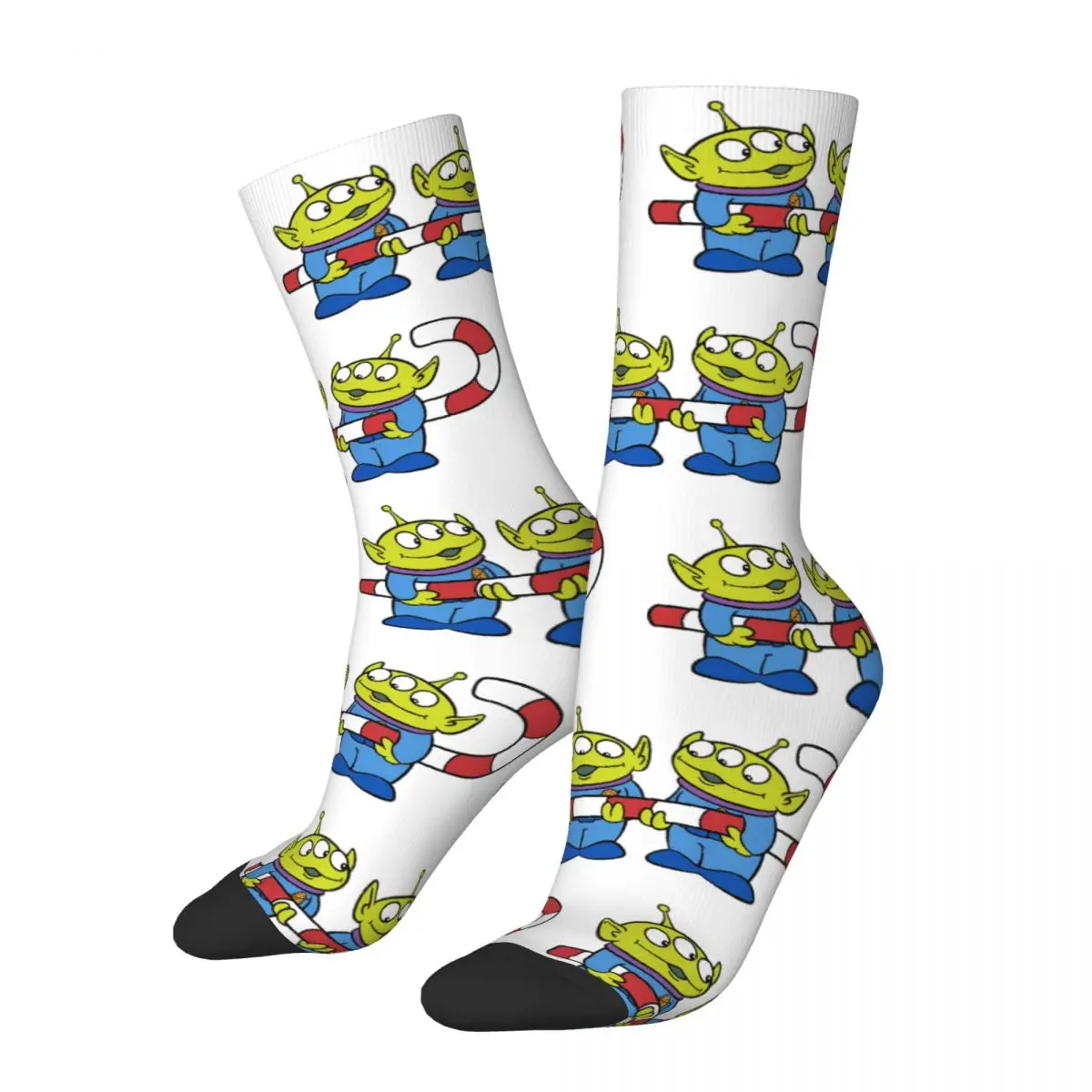 Happy Funny Men's Socks Casual Toy Story Candy Cane Aliens Sock Skateboard Women Socks Spring Summer Autumn Winter