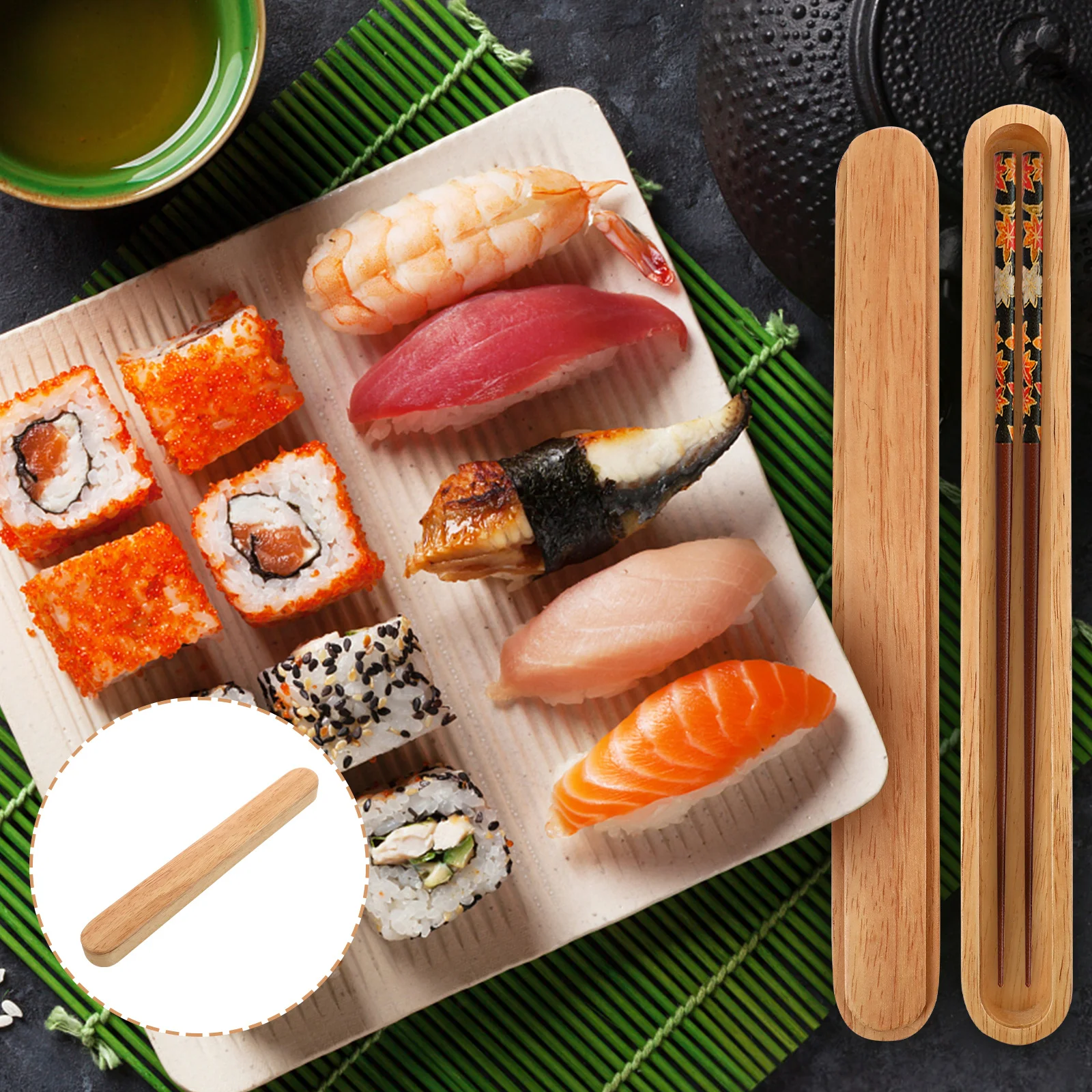 

Portable Natural Wood Chopsticks Box Reusable Stylish Container Good Workmanship No Burrs Long Lasting Wood Chopsticks Box