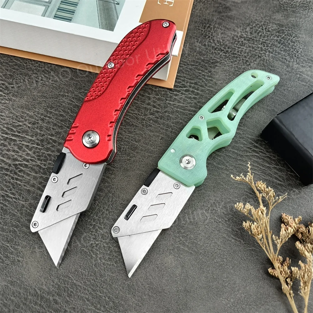 MIni Folding Pocket Art Knife 440C Blade Red Aluminum/Green G10 Handle Art Utility Knife Outdoor Camping Painting Hiking Tool