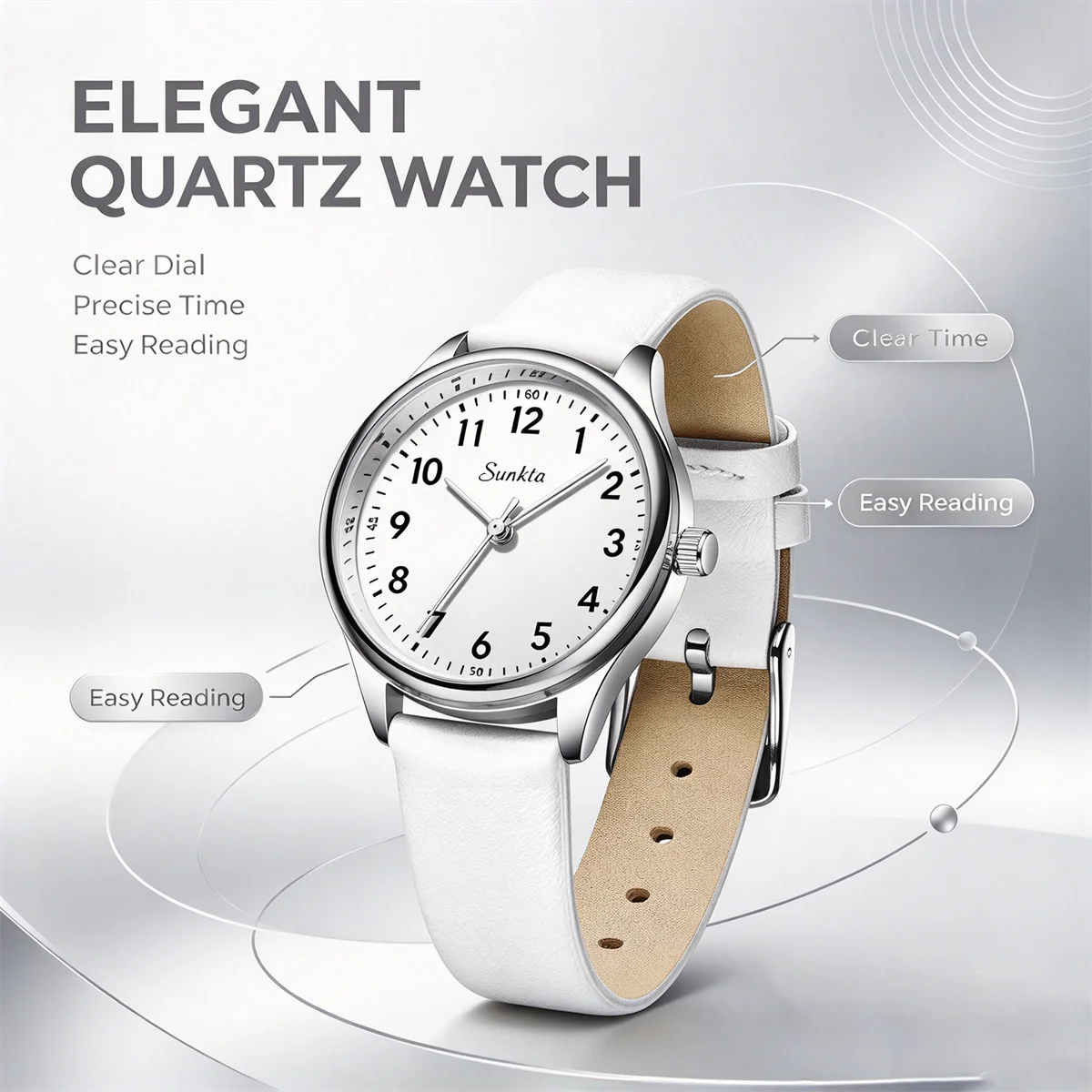 SUNKTA New Fashion Luxury Women's Quartz Watches Elegant Leather Watches for Women Waterproof Simple Ladies Watches Reloj+Box