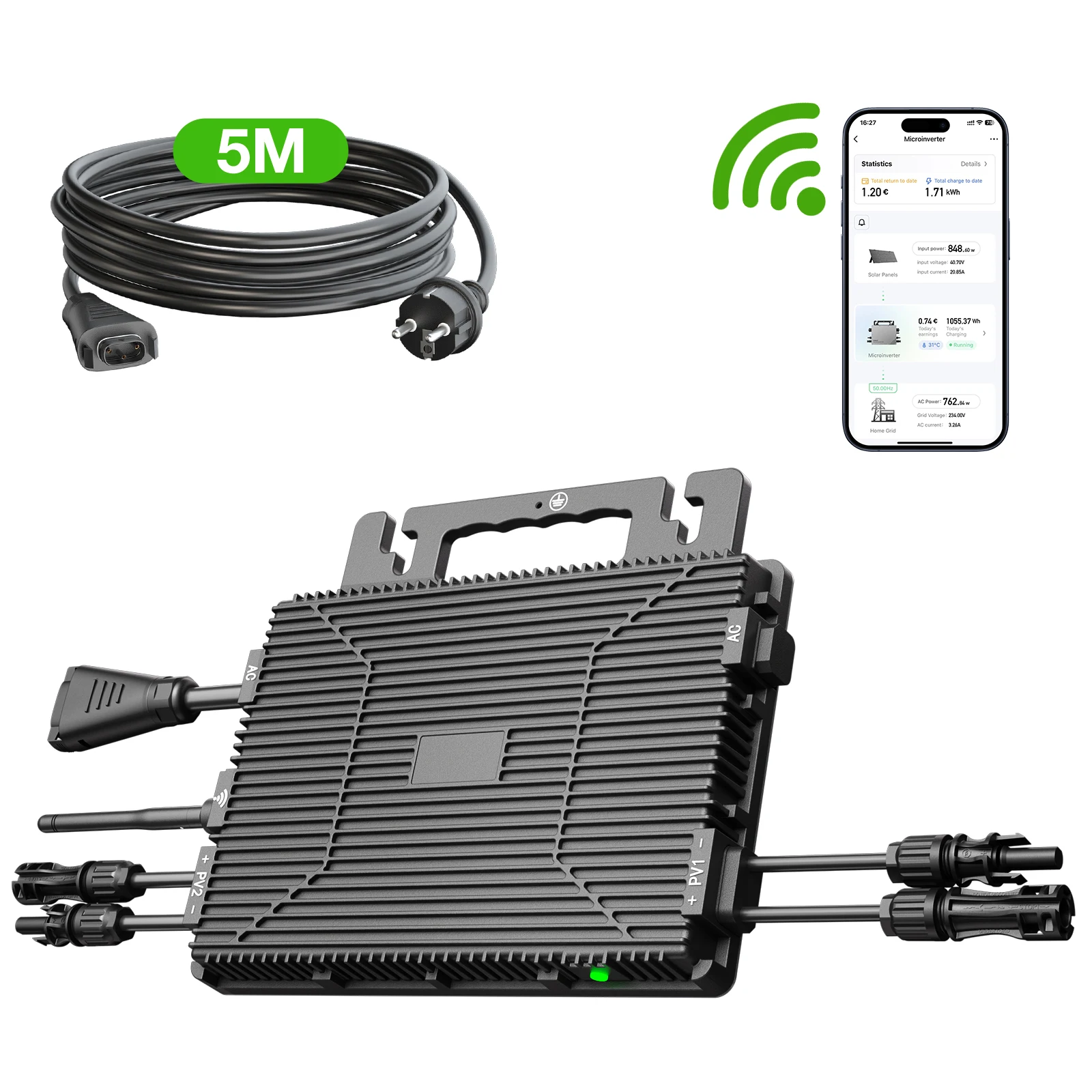 Micro-onduleur solaire 800W pour raccordement au réseau, étanche IP67, MPPT, entrée PV DC25-55V, sortie AC184V-253V pour panneau solaire 30V 36V