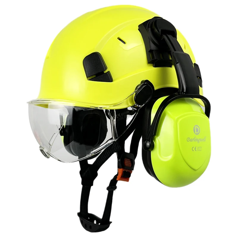 Imagem -04 - Construção Capacete de Segurança com Viseira Goggles Snr = 30db Ear Muffs Chapéu Abs Trabalho Industrial Head Protection Rescue ce